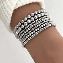 4pcs/set Bohemia Turquoise Color Seedbeads Stretch Bracelet Jewelry Glassbeads Elastic Handmade for Women Girls Daily Wear Gifts black