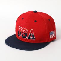Usa Hip Hop Baseball Cap American Flag Flat Edge Casual Hat Summer Fashion Embroidered Alphabet Sun Hat Adult head circumference 56-60cm raudona