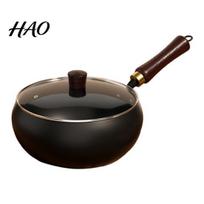 Traditional Handmade Iron Pot Wok Hand-Forged Cast Big Belly Heavy Base Cooking Frying Pan for Stir-Fry Soup Unique Kitchenware Uncoated Zone Skillet 28cm C gray