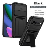 Kortelių laikiklis Stovas Dėklas Pixel 11 Pro XL 11 pro pixel 10 Pro XL Nematomas Laikiklis Integruotas Slankiojantis Kameros Apsaugos Dangtelis Google Pixel 11 Pro XL juoda