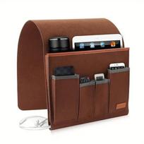 Felt Bedside Storage Bag Solid color Large Capacity Desk Hanging Bag Multi Pocket Design Couch Recliner Armrest Organizer ruda