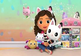 Cartoon Gabby Dollhouse Theme Backdrop Girls Birthday Party Decor Baby Shower Supplies Pink Cat Photo Banner Photography Props 47.2x31.5inch/120*80cm white