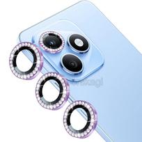 3Pcs Silvery & Purple Diamond Rhinestone Honor 400 Lite Tempered Glass Camera Protector Lens Honor 400Lite Protection Film Honor 400 Lite violetinė