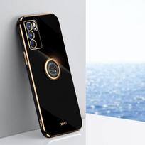 OPPO Reno6 5G XINLI tiesaus krašto 6D galvanizuotas TPU telefono dėklas su žiedu(Mėtų žalia) For OPPO Reno6 5G juoda