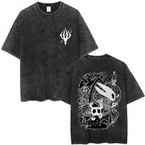 Washed Vintage Game Hollow Knight Graphic Tshirt Men Women Fashion Casual Cotton Short Sleeve Tshirts Unisex Oversized T Shirt S black