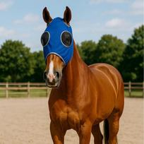 Windproof & Breathable Horse Eye Mask with Mesh Cover for Equestrian Use Blue brown