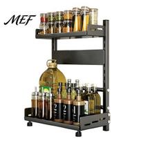 Countertop Spice Rack Carbon Steel Kitchen Rack, 2/3 Tier Condiment Multi Layer Organizer, Multi-Layer Seasoning Bottle Holder with Cutter Slots Heavy XS juoda