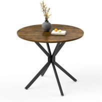 90 cm apvalus valgomojo stalas, tinkamas 1-4 žmonėms, erdvę taupantis stalas su stabiliais metaliniais kojomis, idealus valgomajam ar svetainei, rudas ir juodas 90 x 90 x 78 cm