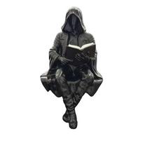 Grim Reaper Reading Statue Resin Black Hooded Skull Miniature Halloween Desktop Gothic Decor black