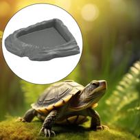 corner Terrarium Bowl Reptile Feeding Dish, Decorative Turtle Water Bathing Pool for pilka spalva