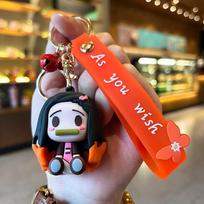 Anime Demon Slayer Kimetsu No Yaiba Rengoku Kyoujurou Action Figures Key Chain Version Model Pendant Toy Gift Q PVC kawaii Poseable Articulated Scale brown
