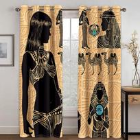 Living Room Space for African Design Ethnic Ancient Drapery Vibrant Tribal Printed Rod Pocket Draperies Semi Lightblocking Draperies Perfect ideal 100W130H(CM)40x51in&Grommet Top brown