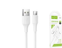 Įkrovimo laidas HOCO 120, USB A - Type C, palaikomas įkrovimas iki 3A, laido ilgis 1m, baltos sp.