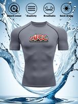 Mens Compression Short Sleeve T-Shirt ADCC Submission Fighting Logo Graphic Absorb Sweat Quick Dry Breathable High Elasticity BJJ And MMA Athletic Top S pilka spalva