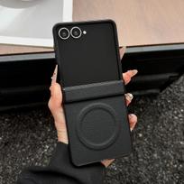 For Samsung Galaxy Z Flip 8 7 6 5 Flip7 FE Phone Case Luxury Leather Magnetic for Magsafe Shockproof Hinge Protection Cover Galaxy Z Flip6
