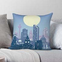 Liverpool Skyline Pillowcase Polyester Linen Velvet Pattern Zip Decorative Pillow Case Sofa Seater Cushion Cover 30X30CM gray