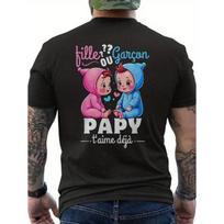 Men'S Gender Reveal T-Shirt - Baby Or Announcement Shirt with French Text Back Print (Papamama Deja) - Pure Breathable Crew Neck Short Sleeve - S juoda