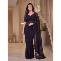 New Launch – Premium NC Moss Pearl & Sequin Embroidered Saree black
