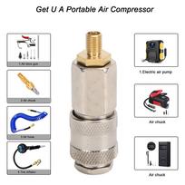 2 Pack Portable Air Compressor Adapters Heavy Duty Steel Male Thread to US Valve 3 in 1 Quick Connector Coupler for Tire Inflator