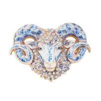 1Pcs Unisex Rhinestone Charming Year Of The Goat Zodiac Animal Party Brooch Pins Beautiful Goat Brooches For Women A2 white