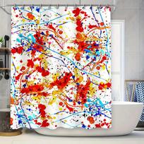Bright Splatter Shower Curtain Waterproof Fabric with Multiple Colors Perfect for Bathroom Decor (Red, Blue, Yellow White) 90x180cm red