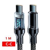 120W 6A USB Type C į Type C kabelis Greitas įkrovimas USB USB C Duomenų kabelis su LED ekranu skirtas Xiaomi Samsung Huawei 100CM Type-C to Type-C gray