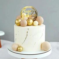 Ball Cake Toppers Simplicity Blue Gold Ball Cake Toppers Decoration for Wedding Anniversary Birthday Baby Shower Party Supplies beige