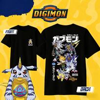 Summer 2026 Digimon Gabutsu  Ishida Daiwa Evolution Chain Themed 100 Cotton Print Loose Tshirt Top for Boys and Girls 2XL red