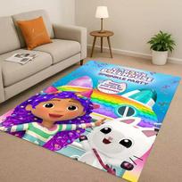 3D Cute Gabbys Dollhouse Cartoon Girl Living Room Non-Slip Area Rug Soft Carpet for Bedroom Playroom and Sofa,Home Decor Doormat 40x60cm blue