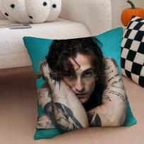 Italian Musician Singer D-Damiano David Cushion Cover Throw Pillow Cover Hidden Button Durable Polyester Chair Cushion Peach skin 18*18(CM)-1Pcs blue