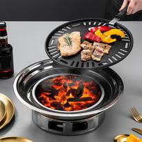 Anglies kepsninė Non-stick Korėjietiška BBQ kepsninė Nešiojama nerūdijančio plieno BBQ anglies kepsninės viryklė lauko stovyklavimui gray