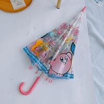 Transparent Kirby Umbrella Triple Folding Umbrella Automatic Internet Celebrity Umbrella with Straight Shank Cute Foldable Kids Adult Anime Female Transparent-Straight Handle Umbrella-Eight Bones skaidri
