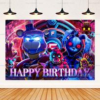 FNAF Five Nights Horrible Birthday Party Decoration Background Horrible Party Supplies Banner Photography Backdrop Boy Room Deco 47.2x31.5inch/120*80cm blue