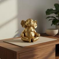 Meditating Resin Elephant Statue Trio Buddha Home Decoration Gold Elephant a gray