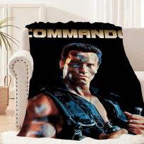 Šauni Švarcneggerio Commando filmo antklodė Pliušinis miego sofos kilimėlis svetainei Šiltas biuras miegamasis Gimtadienio namai kelionė Vaikų dovanos Size: 75*100cm, Weight: 230 GSM beige