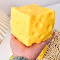 Simulate Cheese Cube Stress Ball Big Cheese Shapeable Squeeze Ball Non-Bounce Fidget Toy ASMR Sensory Anti-Stress Festival Gift yellow