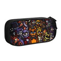 Kawaii Game F-FNAF Cartoon Pencil Case for Girl Boy Large Capacity Anime Pencil Box Stationery 21x10.5x5cm black
