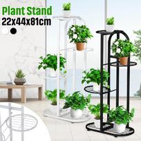 4-Tiers Holder Flower Pot Rack Garden Shelf Stand Outdoor Indoor Black White Iron Art Tree Design Plant Stand 22x44x81cm balta