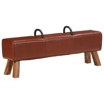Vintage Gymnastics Bench with Handles Genuine Goat Leather