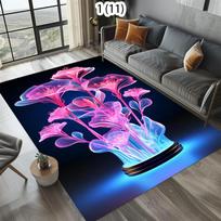 Home Carpet Neon Particle Light Effect Purple Flower Rug Carpet Mat Non-Slip for Living Room Bedroom Futuristic Home Decor 40x60cm gray