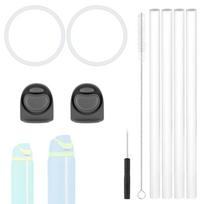 Replacement Parts Kit Accessories for Owala Freesip 24oz 32oz, 2 Bottle Lid Top Stopper Plug 2 Bottle Gasket Seal Ring with Screwdriver Cleaner Straw