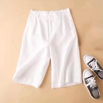 Linen Shorts Women Elegant High Waist White A Line Wide Leg Suit Shorts Slim Straight Wide Leg Short Pants Work Shorts XXXL balta