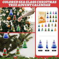 Colored Sea Glass Christmas Tree Advent Calendar, 2D Flat Acrylic Ornament, Christmas Tree Pendant, Suitable For Christmas Decorations One Size black