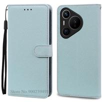 Dėklas Huawei Pura 70, Dėklas Huawei Pura70 Pro, Piniginės tipo atlenkiamas odinis dėklas Huawei Pura 70 Pro, Knygelės tipo magnetinis telefono dėklas For Huawei Pura70 šviesiai mėlyna spalva