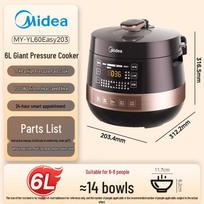 Midea 6L Smart Electric Pressure Cooker black