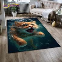 Cartoon Cute Calico Cat,Garfield Cat,Persian Cat,Ragdoll Carpet Rug for Home Living Room Bedroom Sofa Doormat Decor,kid Non-slip 40x60cm gray