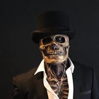 Macabre Skeleton Biochemical Mask For Halloween Themed Parties Full Coverage Silicone Hat Combo GaryHat,Onesize black