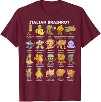 Types of Italian Brainrot Meme Character Hand Drawn Unisex T-Shirt XXXL beige