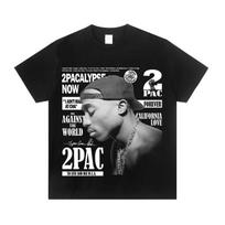 2026 2PAC Tupak Rap Rapper American Men's Crew Neck Cotton Loose Rock West Coast Trend Short Sl M gray