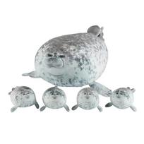 5Pcs Kawaii Seal Family Plush Toys Soft Stuffed Animals Seal Pillow Stuffed Toy Cuddlygifts For Friends Birthday Gift For Family 40cm gray